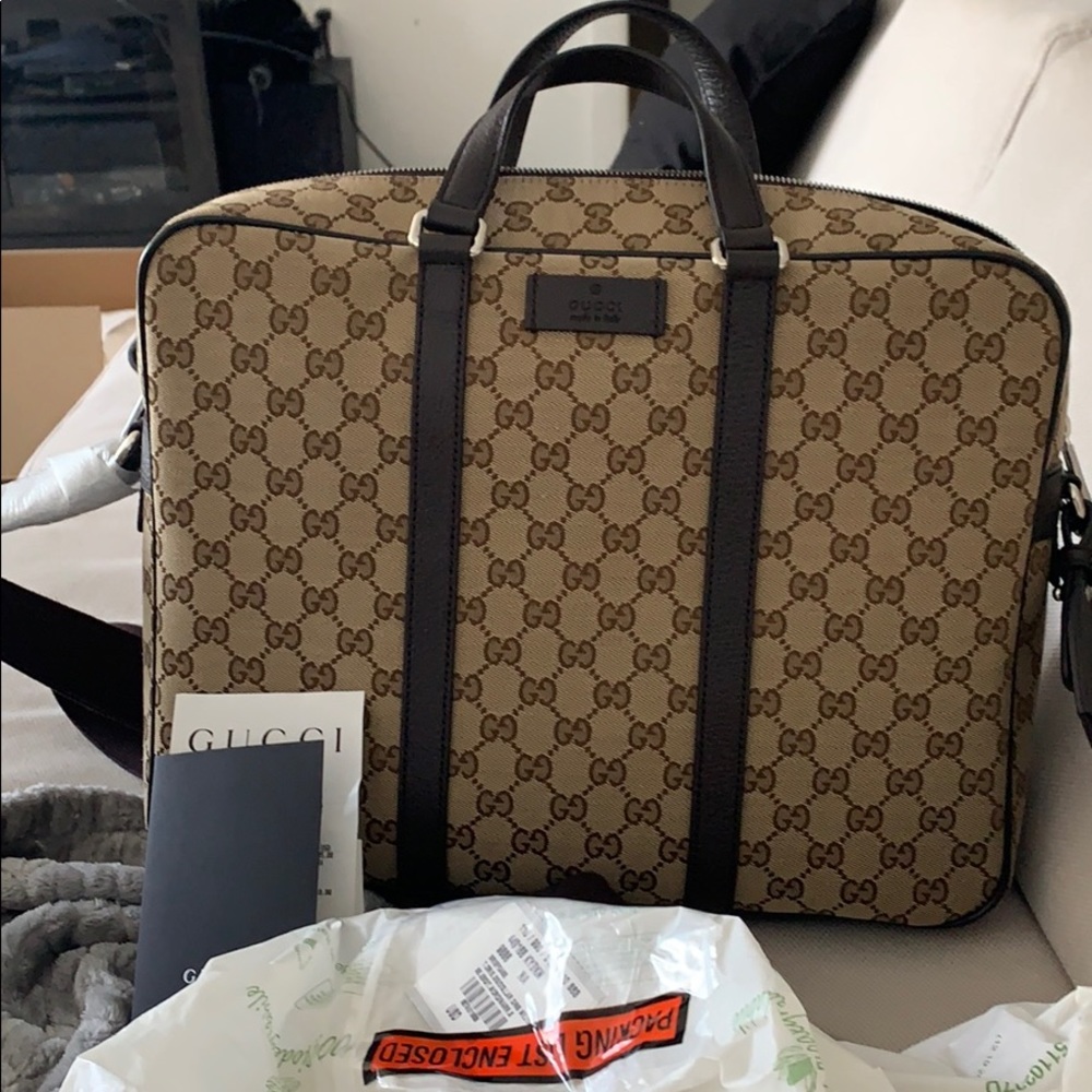 SOLD Brand New With Tags Gucci GG Briefcase in Brown